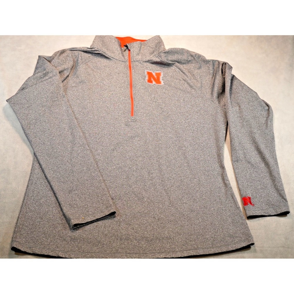 Women's Quarter Zip Nebraska Cornhuskers XXL Pullover Sweater Stretch‎ Gray